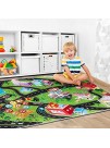 PartyKindom Kids Carpet Playmat Rug Fun City Traffic Game Carpet with 6 Pack Pullback Cars Learn & Have Fun & Educational Play Mat Rug Great for Children Bedroom Playroom Living Room67’’x35’’