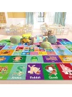PartyKindom Kids Play Rug Mat Playmat with Non-Slip Design Playtime Collection ABC Shape Season Month Opposite and Animal Educational Area Rug for Children Kids Bedroom Playroom 78.7 x 59 inch