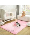 Prabia Super Soft Fluffy Shaggy Rugs for Living Room Bedroom Fuzzy Plush Area Rugs for Girls Kids Room Nursery Home Decor Furry Dorm Rug Cute Non-Slip Indoor Floor Carpet 3x5 Feet Baby Pink