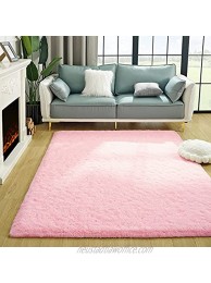 Prabia Super Soft Fluffy Shaggy Rugs for Living Room Bedroom Fuzzy Plush Area Rugs for Girls Kids Room Nursery Home Decor Furry Dorm Rug Cute Non-Slip Indoor Floor Carpet 3x5 Feet Baby Pink