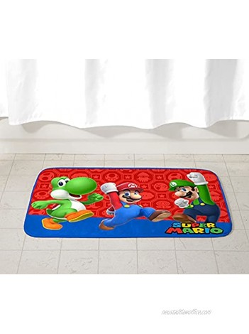 Super Mario Kids Foam Bath Rug Skid-Resistant Polyester 30” x 20”