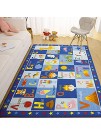 Terrug Kids Rugs for Playroom ABC Educational Area Rug Cute Cartoon Daycare Supplies Kids Gift for Playroom Bedroom 4X5.9 Feet Blue