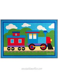 Wildkin Kids 45 x 31.5 Inch Rug for Boys and Girls Ideal for Classrooms Playrooms & Bedrooms Features Non-Skid Backing Serged Borders with Durable Nylon Material Olive KidsTrains Planes & Trucks
