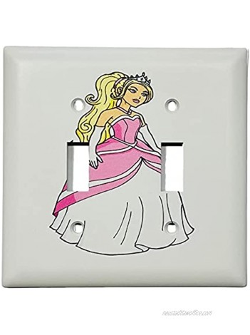 Beautiful Princess Kids Room Decor Printed Image Double Toggle Light Switch Plate Plastic Wall Cover