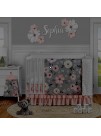 Sweet Jojo Designs Grey Watercolor Floral Fabric Memory Memo Photo Bulletin Board Blush Pink Gray and White Shabby Chic Rose Flower Farmhouse