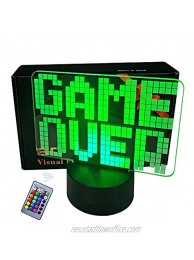 3D Visual Lamp Game Over Letter Night Light LED Illusion16 Colors Changing Remote Bedroom Game Room Decor Xmas Holiday Birthday Gift for Kids Game Player Lovers