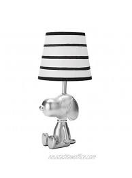 Lambs & Ivy Classic Snoopy Silver Lamp with Black White Shade & Bulb