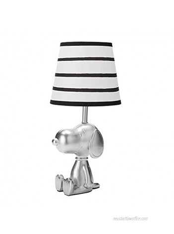 Lambs & Ivy Classic Snoopy Silver Lamp with Black White Shade & Bulb