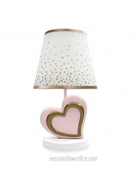 Lambs & Ivy Nursery Lamp with Shade & Bulb Pink & Metallic Gold Heart