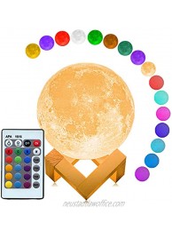 Mydethun 16 Colors Moon Lamp LED 3D Print Cool Moon Night Light with Stand Remote Touch Control and USB Rechargeable Gift for Women Baby Kids Birthday Party Home Décor3.9 inches