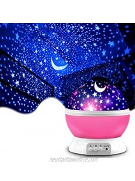 Star Projector MOKOQI Night Light Lamp Fun Gifts for 1-4-6-14 Year Old Girls and Boys Rotating Star Sky Moon Light Projector for Kids Bedroom Decor -Pink