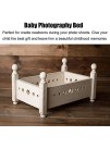 Baby Photography Bed Baby Photo Props,Newborn Posing Props Detachable Wooden Bed,Newborns Doll Bed for Photo Studio Home Accessories Size:White