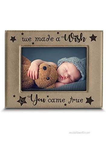 Bella Busta- We made a Wish & You Came True- Baby Picture Frame- Baby shower Gift- Baby Gift-Mother's Day Gift-Father's Day gift-Engraved Leather Picture Frame 4 x 6 Horizontal