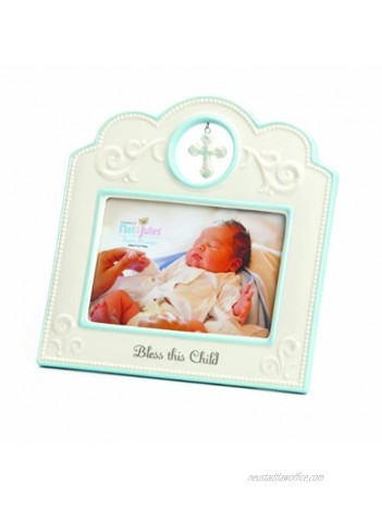 DEMDACO Blue Bless This Child 8 x 8 Porcelain Picture Frame