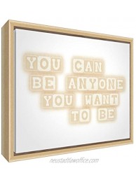 Feel Good Art Eco-Printed and Framed Nursery Canvas with Solid Natural Wooden Frame 64 x 44 x 3 cm Large Beige You Can Be Anyone You Want to Be