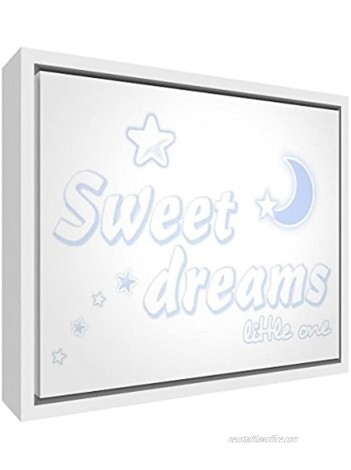 Feel Good Art Eco-Printed and Framed Nursery Canvas with solid White Wooden Frame 44 x 34 x 3 cm Medium Soft Blue Sweet Dreams