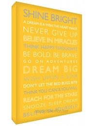 Feel Good Art Gallery Wrapped Box Canvas with Solid Front Panel 91 x 60 x 4 cm X-Large Yellow Dream Big from The Inspiration Collection