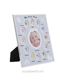 IMIKEYA Newborn Photo Frame My First Year Keepsake Picture Frame Wall Table Photo Display for Bedroom Living Room Home Office Baby Room