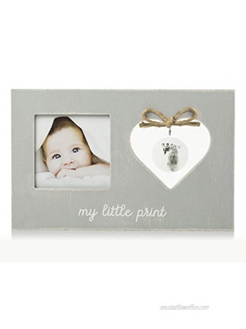 Pearhead"My Little Print" Picture Frame and Heart-Shaped Handprint Kit Baby Keepsake Baby Registry Must Haves Gray