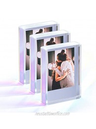 Phattopa Instax Mini Photo Frames 2x3 Polaroid Picture Frame Iridescent Acrylic Picture Frames for Desktop & Tabletop Mini Instant Photo Frames for Fujifilm & Polaroid Film 3 Pack