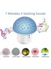Baby Sleep Soother Shusher Mushroom Baby White Noise Sound Machine with Moon and Star Projector for Kids Toddlers Portable Baby Sleep Aid Gifts 4 Nature Shushes 7 Calming Melodies