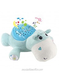 Fisca Baby Sleep Soother Infant Slumber Buddies 60 Lullabies White Noise Starlight Projection Sound Machine Plush Hippo