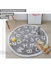 ABC Kids Rug Alphabet Educational Learning Carpet for Children Bedroom and Playroom Soft Playtime Collection Toddler Large Play Mat for School Daycare Nursery 59" Grey White