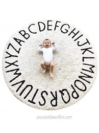 ABC Large Baby Rug for Nursery Kids Round Educational Alphabet Warm Soft Activity Mat Floor Area Rugs Cotton Non-Slip for Children Toddlers Bedroom 59inch