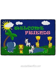 Flagship Carpets Kids and Baby Non Slip Area Rug for Home Learning or Classroom Carpet Playroom or Kids Bedroom Mat 2' x 3' Cutie Animal Welcome