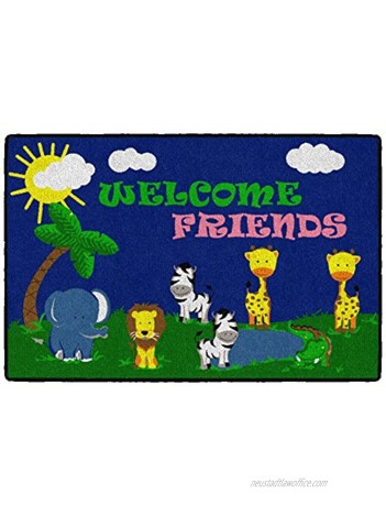 Flagship Carpets Kids and Baby Non Slip Area Rug for Home Learning or Classroom Carpet Playroom or Kids Bedroom Mat 2' x 3' Cutie Animal Welcome