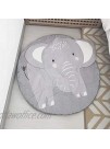 HILTOW Round Cartoon Elephant Nursery Rug Baby Floor Playmats Crawling Mat Game Blanket for Kids Children Room Decoration