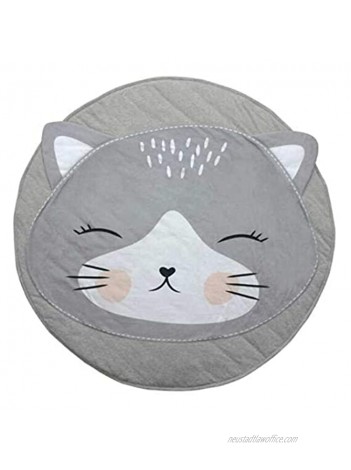 Jialisen Baby Playmats Round Cotton Nursery Rug Baby Crawling Mat Game Blanket Animals Mats Soft Carpet Kids Rug for Kids Room Home Decoration 35.5 x35.5 Inches Cat