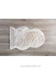 kroma Carpets Machine Washable Faux Sheepskin Champagne Rug 2' x 3' Soft and Silky Perfect for Baby's Room Nursery playroom Pelt Small Champagne