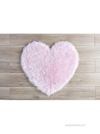 kroma Carpets Machine Washable Faux Sheepskin Cotton Candy Pink Heart Rug 28" x 30" Soft and Silky Perfect for Baby's Room Nursery playroom Fake Fur Area Rug Cotton Candy Pink Heart
