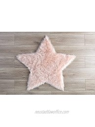 Machine Washable Faux Sheepskin Blush Star Area Rug 3' x 3' Soft and Silky Perfect for Baby's Room Nursery playroom Star Large Blush