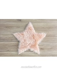 Machine Washable Faux Sheepskin Blush Star Rug 2' x 2' Soft and Silky Perfect for Baby's Room Nursery playroom Star Small Blush
