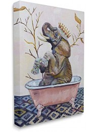 Stupell Industries Regal Safari Elephant with Pink Bath Tub Design by Karen Weber Fine Canvas Wall Art 24 x 30 Brown