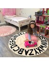 Wonder Space Handmade ABC Alphabet Kids Play Mat Soft 100% Cotton Non-Slip Educational Letter Learning Nursery Rug Ideal Indoor Room Floor Carpet Decorations 47 Inch White