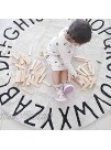 Wonder Space Handmade ABC Alphabet Kids Play Mat Soft 100% Cotton Non-Slip Educational Letter Learning Nursery Rug Ideal Indoor Room Floor Carpet Decorations 47 Inch White