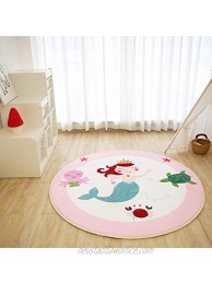 YOHA Baby Soft Nursery Rug Kids Play Mat Kidsroom Round Rug Non-Slip Crawling Carpet Living Room Mats Area Rugs Mermaid,2.6'