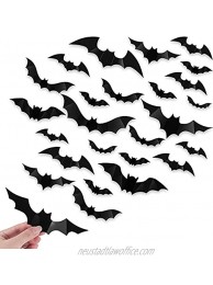 148 Pieces Multiple Sizes Halloween Bats Sticker Black 3D Bats Wall Decals Halloween PVC 3D Bat Decorations Halloween Party Supplies Home Window Bathroom Indoor Decors DIY