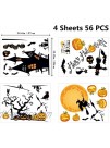4 Sheets 52 PCS Halloween Window Stickers Double-Sided Removable Window Clings for Halloween Party Pumpkin Stickers Witch Decals for Glass Wall Window