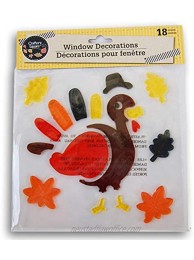 Autumn Fall Themed Gel Cling Set Autumn Leaves and Turkey 18 Piece