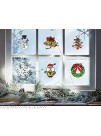 Benvo 12 Pack Christmas Decorations Holiday Window Clings Stickers Include Cute Santa Claus Snowman Christmas Tree Bells Snowflake Candy Cane for Window Decor Xmas Festive Decorations