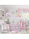 Brandream Blossom Pink Watercolor Floral 3-Piece Baby Crib Bedding Set for Girl | Baby Blanket Crib Sheet Crib Skirt Included