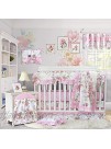Brandream Crib Sheets Girl Fitted Crib Sheets Floral Portable Crib Mattress Topper for Baby Girls 100% Soft Breathable Cotton Pink