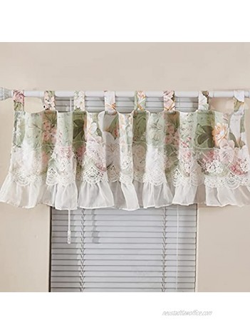 Brandream Window Valance Cotton Curtain for Baby Toddler Kid Bedroom Bath Laundry Living Room Fresh Garden Rose Lilium Lace Tulle Window Treatment Valance