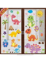DIYASY 90 Pcs Dinosaur Window Decals for Kids Room Window Decoration,Dino Removable Window Clings Stickers for Boy and Nursery Room Decor.