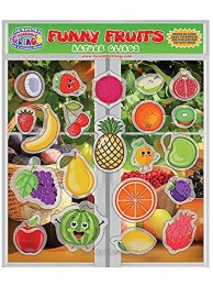 Fun Fruits Thick Gel Clings – Reusable Removable Glass Window Clings for Kids Toddlers and Adults Incredible Removable Gel Decals of Oranges Apples Bananas,Home Airplane Classroom Nursery