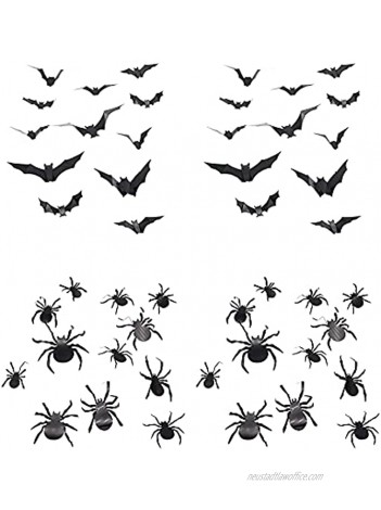Halloween 3D Bats Spiders Decorations for Home Wall Window Decor Stickers Decals for Halloween Party Room Black Spider Bat Decoration Sticker 48 Piece